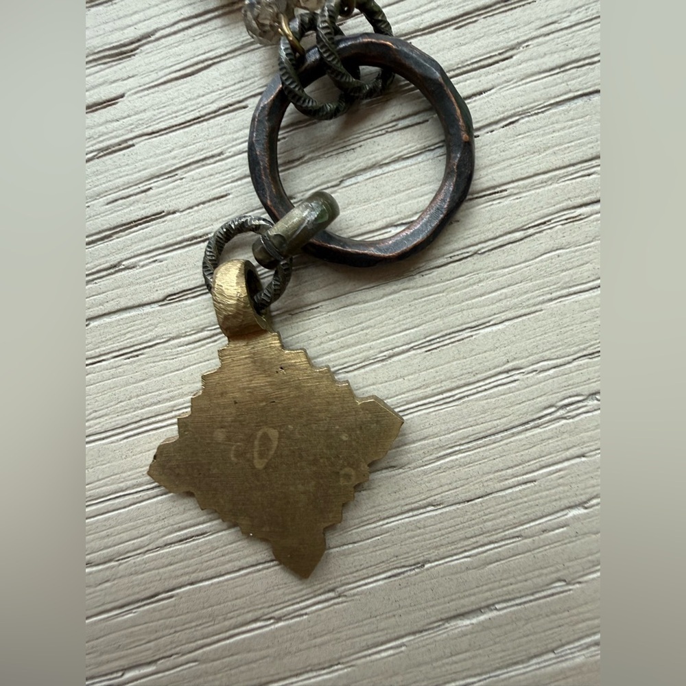 Artisan Sparkly Elegant Gold Pendant Necklace Funky Bohemian - Picture 4 of 6
